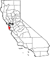 Map of California showing San Mateo County - Click on map for a greater detail.