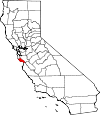 Map of California showing Santa Cruz County - Click on map for a greater detail.