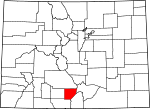 Map of Colorado showing Alamosa County - Click on map for a greater detail.
