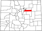 Map of Colorado showing Arapahoe County - Click on map for a greater detail.