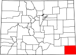 Map of Colorado showing Baca County - Click on map for a greater detail.