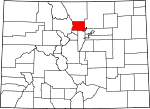 Map of Colorado showing Boulder County - Click on map for a greater detail.