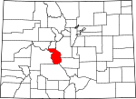 Map of Colorado showing Chaffee County - Click on map for a greater detail.