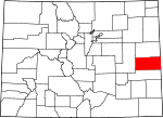 Map of Colorado showing Cheyenne County - Click on map for a greater detail.