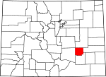 Map of Colorado showing Crowley County - Click on map for a greater detail.
