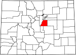 Map of Colorado showing Douglas County - Click on map for a greater detail.
