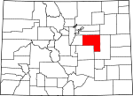 Map of Colorado showing Elbert County - Click on map for a greater detail.