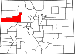 Map of Colorado showing Garfield County - Click on map for a greater detail.