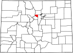 Map of Colorado showing Gilpin County - Click on map for a greater detail.