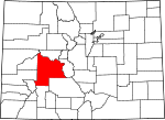 Map of Colorado showing Gunnison County - Click on map for a greater detail.