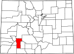 Map of Colorado showing Hinsdale County - Click on map for a greater detail.