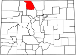 Map of Colorado showing Jackson County - Click on map for a greater detail.