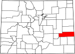 Map of Colorado showing Kiowa County - Click on map for a greater detail.