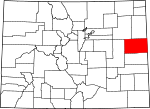 Map of Colorado showing Kit Carson County - Click on map for a greater detail.