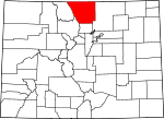 Map of Colorado showing Larimer County - Click on map for a greater detail.