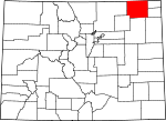 Map of Colorado showing Logan County - Click on map for a greater detail.