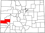 Map of Colorado showing Montrose County - Click on map for a greater detail.