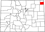 Map of Colorado showing Phillips County - Click on map for a greater detail.