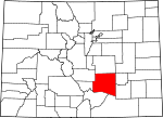 Map of Colorado showing Pueblo County - Click on map for a greater detail.