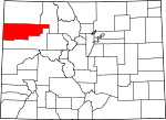 Map of Colorado showing Rio Blanco County - Click on map for a greater detail.