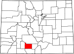 Map of Colorado showing Rio Grande County - Click on map for a greater detail.