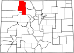 Map of Colorado showing Routt County - Click on map for a greater detail.