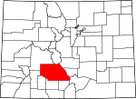 Map of Colorado showing Saguache County - Click on map for a greater detail.