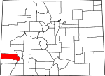 Map of Colorado showing San Miguel County - Click on map for a greater detail.