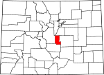 Map of Colorado showing Teller County - Click on map for a greater detail.