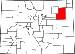 Map of Colorado showing Washington County - Click on map for a greater detail.