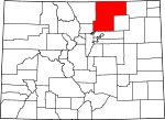 Map of Colorado showing Weld County - Click on map for a greater detail.