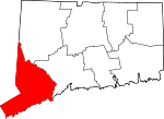 Map of Connecticut showing Fairfield County - Click on map for a greater detail.
