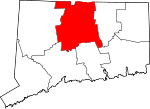 Map of Connecticut showing Hartford County - Click on map for a greater detail.