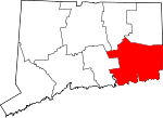 Map of Connecticut showing New London County - Click on map for a greater detail.