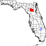 Map of Florida showing Alachua County - Click on map for a greater detail.