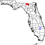 Map of Florida showing Hamilton County - Click on map for a greater detail.