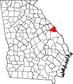 Map of Georgia showing Augusta - Richmond County - Click on map for a greater detail.