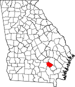 Map of Georgia showing Bacon County - Click on map for a greater detail.