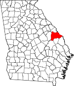 Map of Georgia showing Burke County - Click on map for a greater detail.