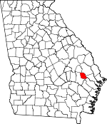 Map of Georgia showing Evans County - Click on map for a greater detail.
