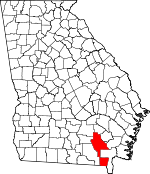 Map of Georgia showing Ware County - Click on map for a greater detail.