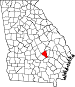 Map of Georgia showing Wheeler County - Click on map for a greater detail.