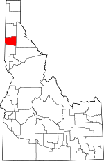 Map of Idaho showing Benewah County - Click on map for a greater detail.