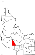 Map of Idaho showing Camas County - Click on map for a greater detail.