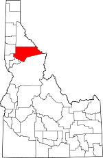 Map of Idaho showing Clearwater County - Click on map for a greater detail.