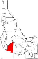 Map of Idaho showing Elmore County - Click on map for a greater detail.