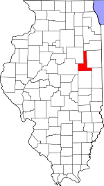 Map of Illinois showing Ford County - Click on map for a greater detail.