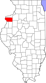 Map of Illinois showing Mercer County - Click on map for a greater detail.