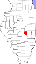 Map of Illinois showing Moultrie County - Click on map for a greater detail.