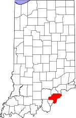 Map of Indiana showing Clark County - Click on map for a greater detail.